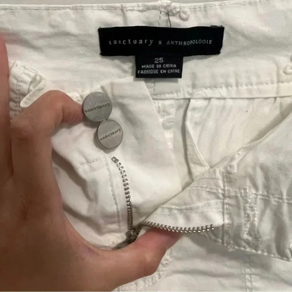 Anthropologie Sanctuary  White Terrain Cropped Cargo Utility Pant Eyelet Detail - Picture 12 of 16